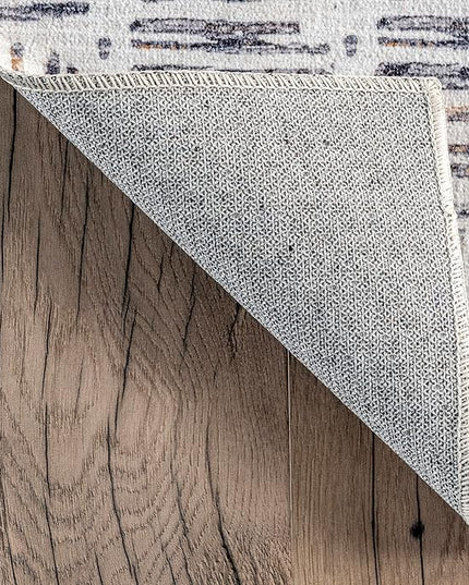 nuLOOM Mitzi Abstract Lines Machine Washable Ultra Thin Area Rug, 5' x 8', Light Grey - LeafyLoom