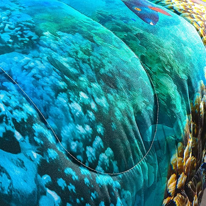 CVHOUSE Sea Turtle Bedding Set,Sea Turtle Comforter Queen,Ocean Beach Comforter Set for Boys Kids Girls,Ocean Quilt Set with 1 Comforter and 2 Pillow Cases - LeafyLoom