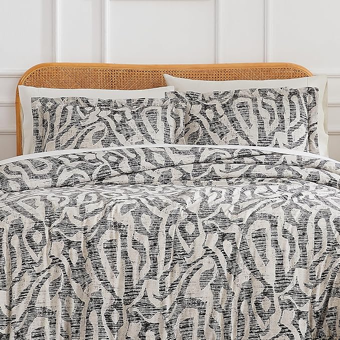 Southshore Fine Living, Inc. Full/Queen Comforter Bedding Set, Down Alternative Floral Comforter with Matching Shams, Modern abstract print Microfiber Comforter, Fits Queen & Full Beds, Slate khari - LeafyLoom