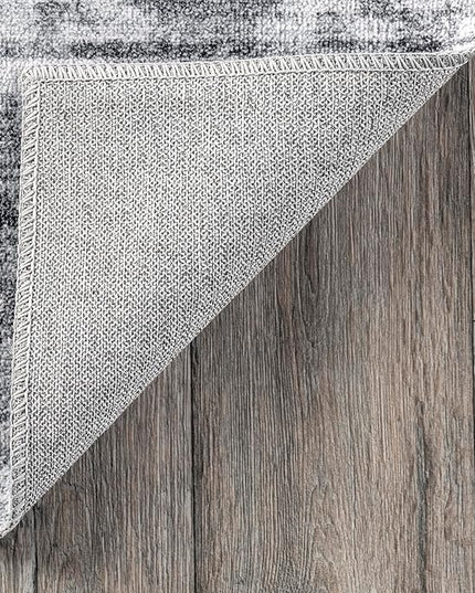 nuLOOM Alva Faded Abstract Machine Washable Ultra Thin Runner Rug, 2' 6" x 8', Light Grey - LeafyLoom