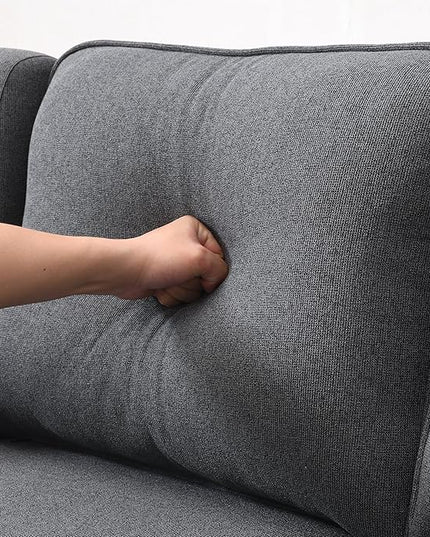 104" Modern Sofa, 4-seat Couch with Armrest Pockets and 4 Pillows for Living Room, Apartment, 104inch, Dark Gray - LeafyLoom