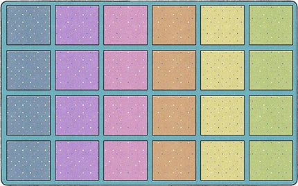Flagship Carpets Happy Squares Educational Area Rug for Kids Room Seating Décor, Children's Classroom, Play Carpet for Teaching and Playroom, Seats 24, 7'6"x12', Blue & Multi Color - LeafyLoom