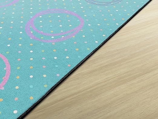 Flagship Carpets Smiley Circle Sampler Abstract Educational Area Rug for Kids Room Seating Décor, Children's Classroom, Play Carpet for Teaching and Playroom, Seats 30, 10'6"x13'2", Blue & Multi - LeafyLoom