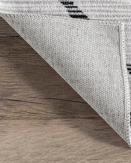 nuLOOM Celesta Bohemian Trellis Machine Washable Ultra Thin Runner Rug, 2' 6" x 8', Ivory - LeafyLoom