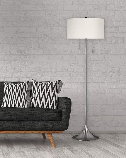 Kenroy Home 21405BS Stowe Floor Lamp with Brushed Steel Finish, Modern Style, 61" Height, 19" Width, 19" Depth - LeafyLoom