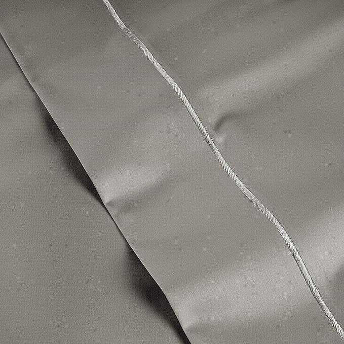 LANE LINEN 100% Egyptian Cotton Bed Sheets - 1000 Thread Count 4-Piece Charcoal Calking Set Bedding Sateen Weave Luxury Hotel 16" Deep Pocket (Fits Upto 17" Mattress) - LeafyLoom