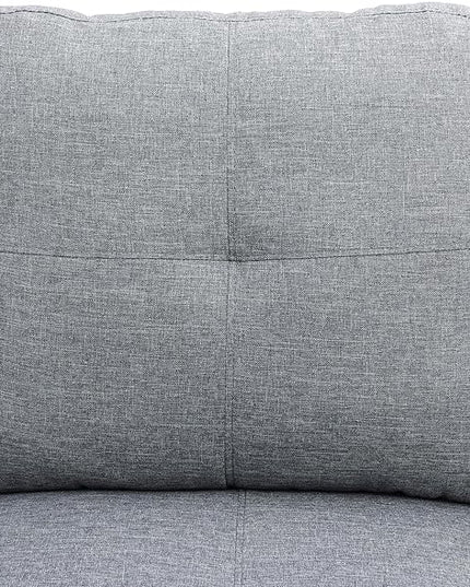 ROOMTEC Button Modern L Shape Sectional Sofa Set, Upholstered Corner Couch with Storage Ottoman, Linen Tufted Cushions, for Living Room, Apartment, 97inch, Grey w/Right Chaise Lounge - LeafyLoom