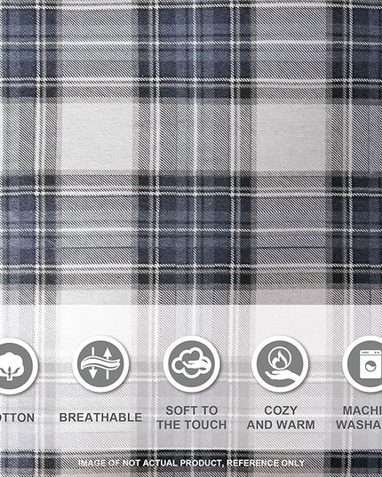 Comfort Spaces Cotton Flannel Breathable Warm Deep Pocket Sheets with Pillow Case Bedding, King, Blue Plaid Scottish Plaid 4 Piece - LeafyLoom