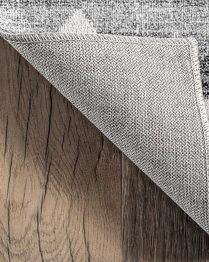 nuLOOM Arie Tribal Diamond Machine Washable Ultra Thin Area Rug, 5' x 8', Grey - LeafyLoom