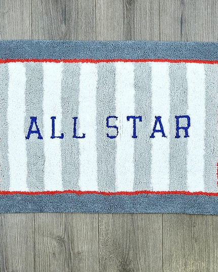 Hand Tufted All Star Bedroom or Bathroom Rug - 30x20 in; 100% Cotton Kids Bathroom Mat; Decorative Kids Area Rug - LeafyLoom