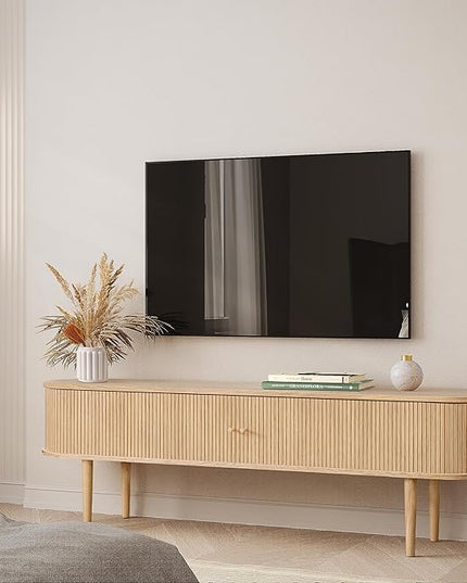 71’’ TV Stand with Storage and Shelves designed to fit 65’’ - 75’’ TVs. Wood Entertainment Center for Living Room and Bedroom, Media Console and Modern TV Console Table (Oak) - LeafyLoom