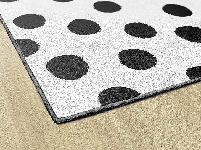 Flagship Carpets Schoolgirl Style Picasso Painted Dots Classroom Area Rug for Indoor Classroom Learning or Kid Bedroom Educational Play Mat, 7'6"x12', White - LeafyLoom