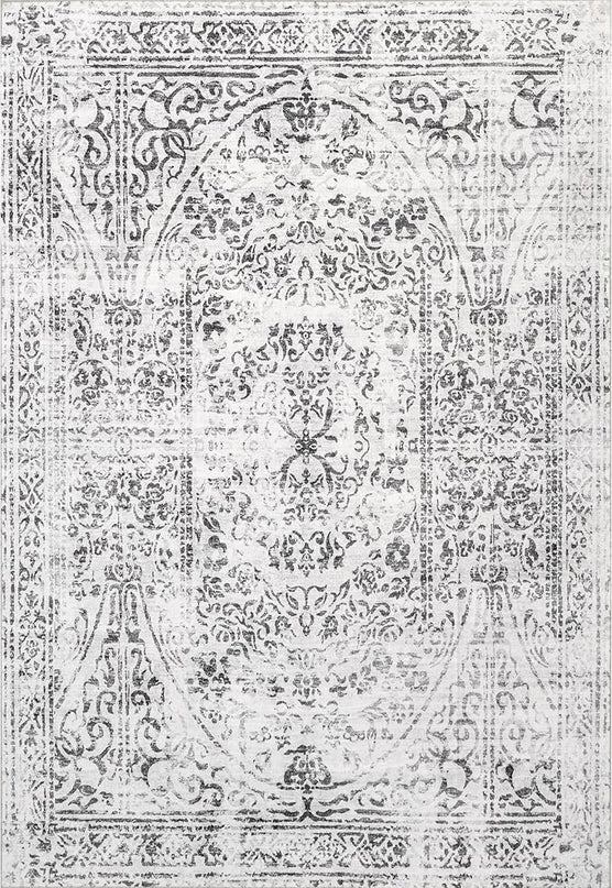 nuLOOM Bess Persian Vintage Machine Washable Ultra Thin Area Rug, 8' x 10', Ivory - LeafyLoom