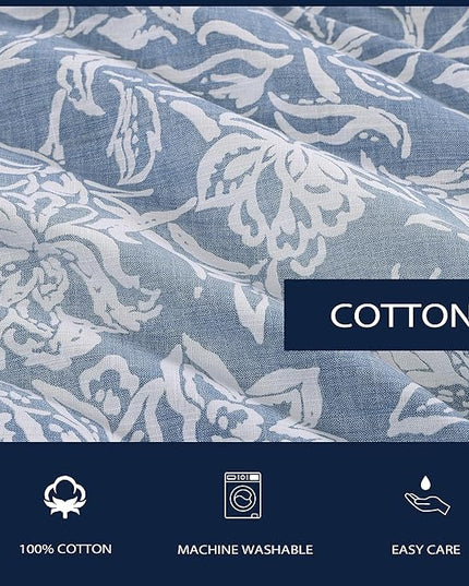Nautica- Queen Comforter Set, Cotton Reversible Bedding Set, All Season Designer Home Décor (Tortola Blue, Queen) - LeafyLoom