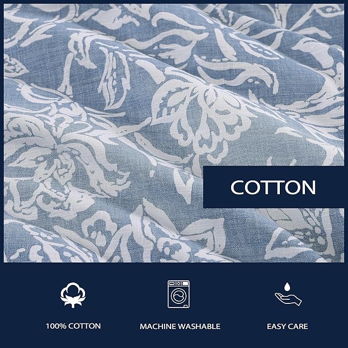 Nautica- Queen Comforter Set, Cotton Reversible Bedding Set, All Season Designer Home Décor (Tortola Blue, Queen) - LeafyLoom