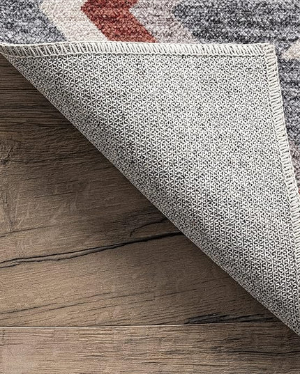 nuLOOM Jayde Machine Washable Southwestern Diamond Ultra Thin Area Rug, 4' x 6', Grey - LeafyLoom