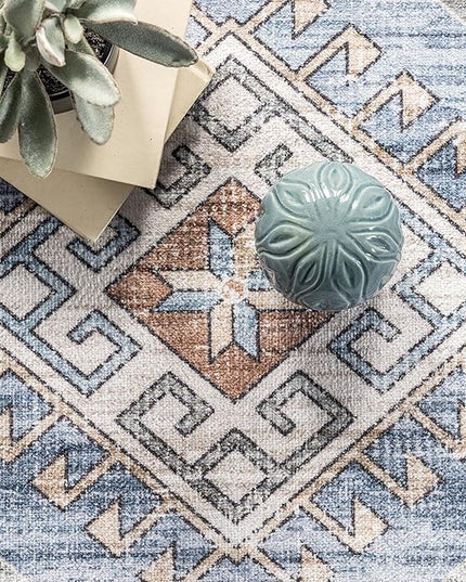 nuLOOM Elowyn Machine Washable Medallion Ultra Thin Area Rug, 5' x 8', Multi - LeafyLoom