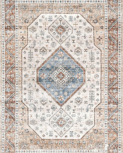 nuLOOM Elowyn Machine Washable Medallion Ultra Thin Area Rug, 5' x 8', Multi - LeafyLoom