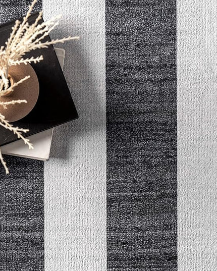 nuLOOM Sharri Modern Striped Machine Washable Ultra Thin Area Rug, 4' x 6', Grey - LeafyLoom
