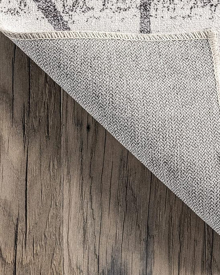 nuLOOM Lanette Abstract Leaves Machine Washable Ultra Thin Area Rug, 3' x 5', Light Grey - LeafyLoom