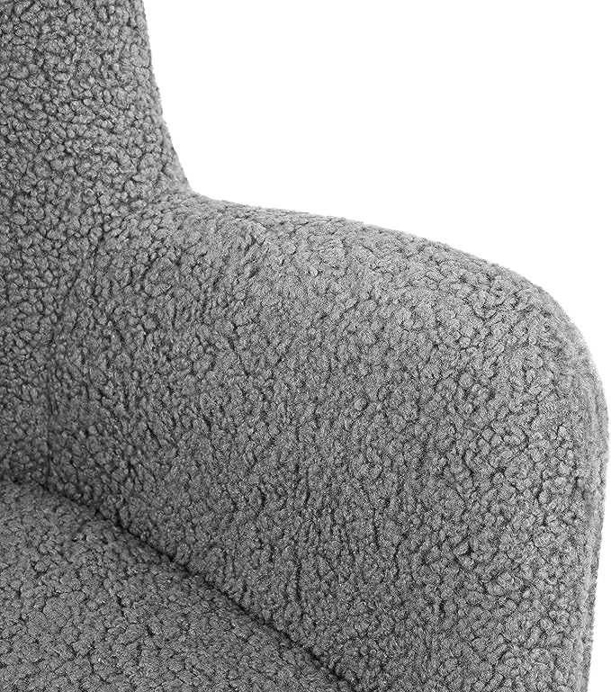 Yaheetech Accent Chair and Ottoman Set, Sherpa Armchair with Golden Metal Legs and High Back, Footstool for Living Room, Lounge, Gray - LeafyLoom