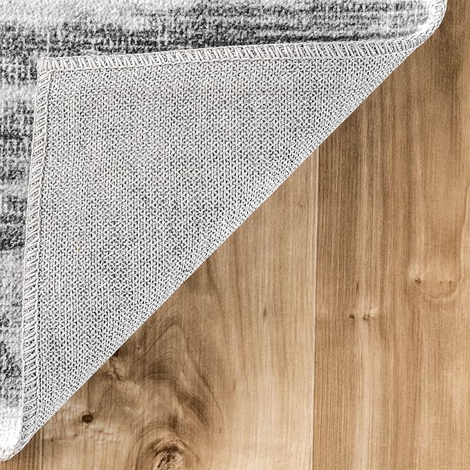 nuLOOM Avelina Abstract Stripes Machine Washable Ultra Thin Area Rug, 5' x 8', Light Grey - LeafyLoom