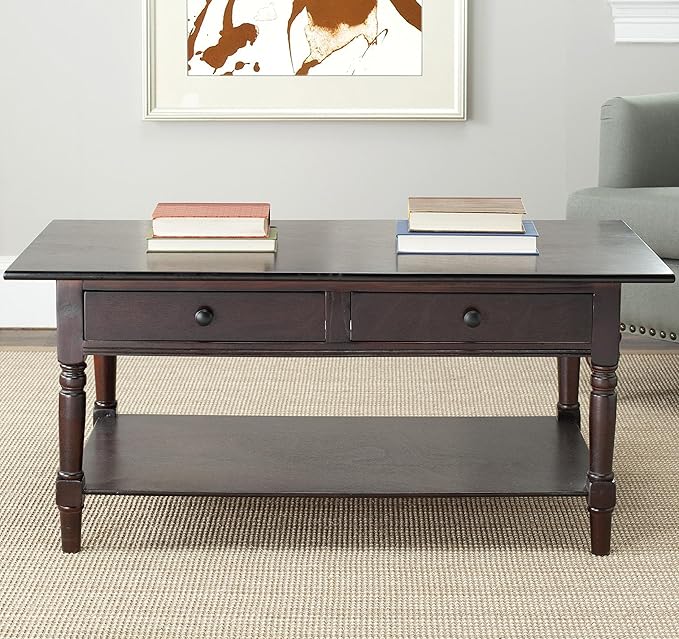 Safavieh American Homes Collection Boris Distressed Black Coffee Table - LeafyLoom