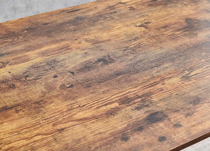 NicBex Dining Table Contemporary Kitchen Table Farmhouse Rustic Rectangle MDF Dining Table, Printed Walnut Table Top and Black Metal Base, Easy Assembly, Walnut - LeafyLoom