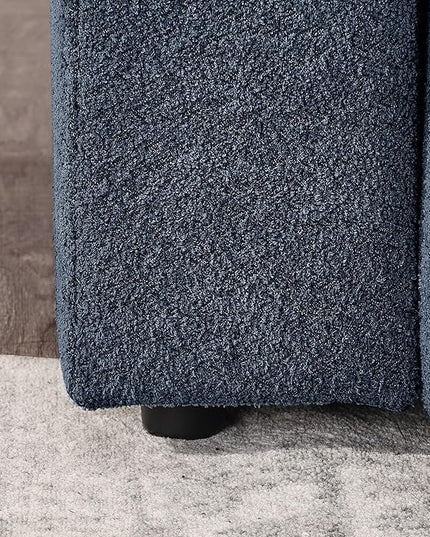 113" L-Shape Sectional Side Chaise and Ottoman, Modular Sofa, DIY Combination, Loop Yarn Fabric for Living Room, Apartment, 113inch, Blue Right - LeafyLoom