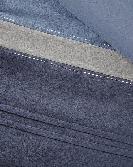 Madison Park Cozy Comforter Set Casual Modern Design All Season, Matching Bed Skirt, Decorative Pillows, Queen, Collins Blue/Grey, 7 Piece - LeafyLoom