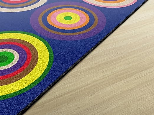 Flagship Carpets Color Rings Colorful Children's Area Rug for Kids Room Circle Seating Décor, Play Carpet for Teaching and Playing, Seats 24, 7'6" x 12', Indigo Blue - LeafyLoom