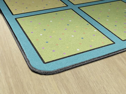 Flagship Carpets Happy Squares Educational Area Rug for Kids Room Seating Décor, Children's Classroom, Play Carpet for Teaching and Playroom, Seats 24, 7'6"x12', Blue & Multi Color - LeafyLoom