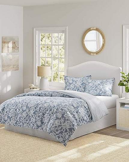 Nautica- Twin Comforter Set, Cotton Reversible Bedding Set, Dorm Room Essentials (Tortola Blue, Twin) - LeafyLoom