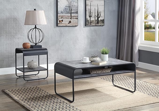 NicBex Coffee Table Wooden Coffee Table with Storage Rectangle Center Tables with Open Shelf and Metal Frame End Table for Living Room, Dining Room, Office, and Bedroom,16" W, Gray - LeafyLoom