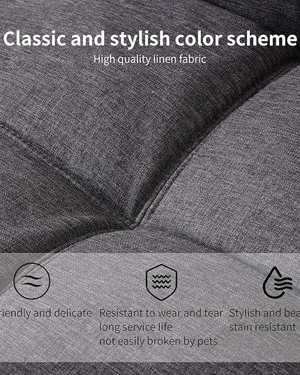Futon Bed/Couch,Grey Polyester Memory Foam Small Splitback, Easy-Convert Backrests&Armrests,Stain-Resistant Fabric Sofas, 71x33x31.5 - LeafyLoom