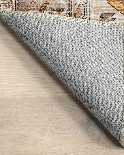nuLOOM Gracie Distressed Medallion Machine Washable Ultra Thin Area Rug, 5x8, Blue - LeafyLoom