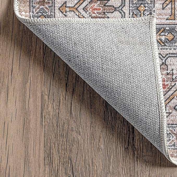nuLOOM Finley Machine Washable Vintage Distressed Ultra Thin Runner Rug, 2' 6" x 6', Beige - LeafyLoom