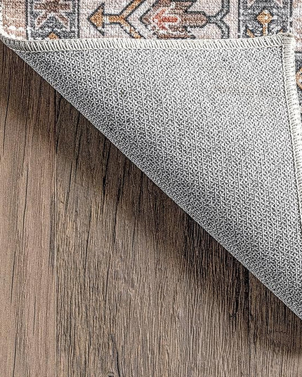 nuLOOM Finley Machine Washable Vintage Distressed Ultra Thin Area Rug, 6' x 9', Beige - LeafyLoom