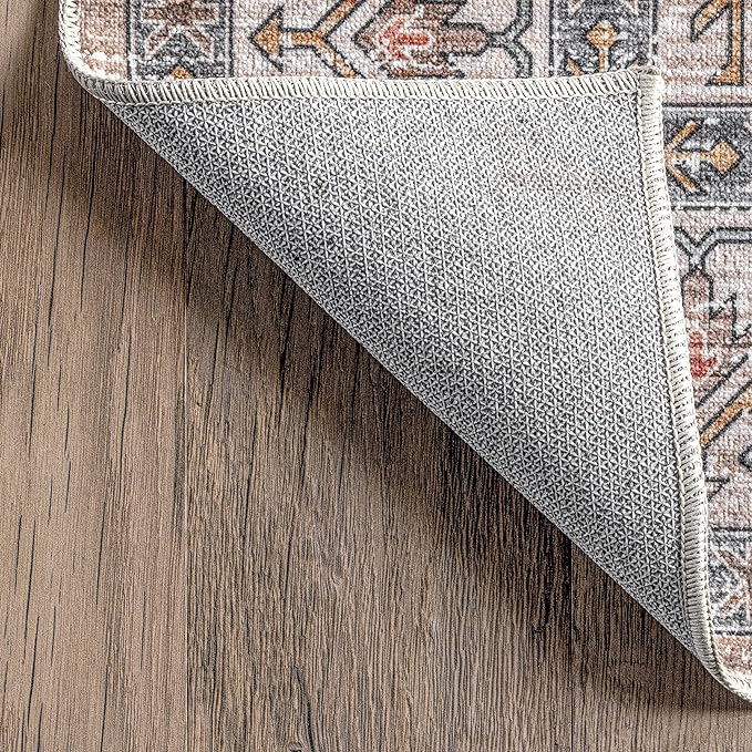 nuLOOM Finley Machine Washable Vintage Distressed Ultra Thin Area Rug, 9' x 12', Beige - LeafyLoom