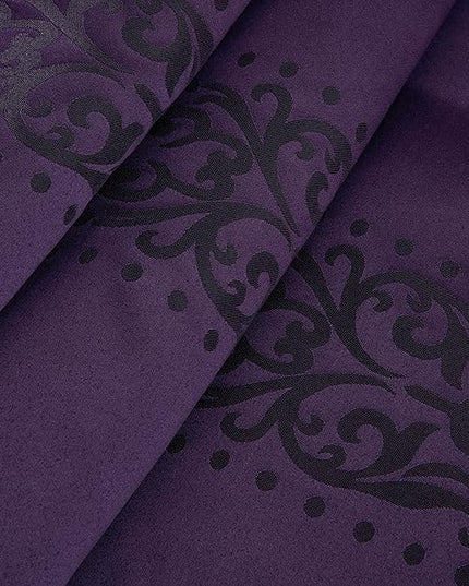 Chezmoi Collection 7-Piece Jacquard Floral Comforter Set (California King, Purple/Dark Purple) - LeafyLoom