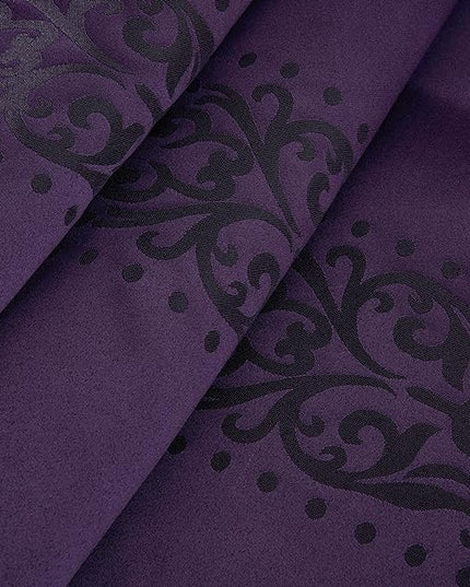 Chezmoi Collection Royale 7-Piece Jacquard Floral Comforter Set, Oversized Queen, Purple/Dark Purple - LeafyLoom
