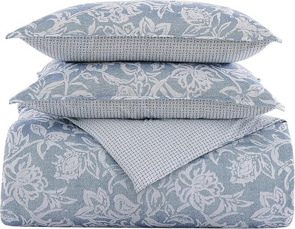Nautica- King Comforter Set, Cotton Reversible Bedding Set, All Season Designer Home Décor (Tortola Blue, King) - LeafyLoom