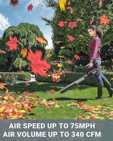 WORX Cordless Leaf Blower 20V WORXAIR Turbine Blower WG547.2 for Lawn Care Yard Work, 2 Variable Speed Control, 1 * 4.0 Ah Battery & Charger Included - LeafyLoom