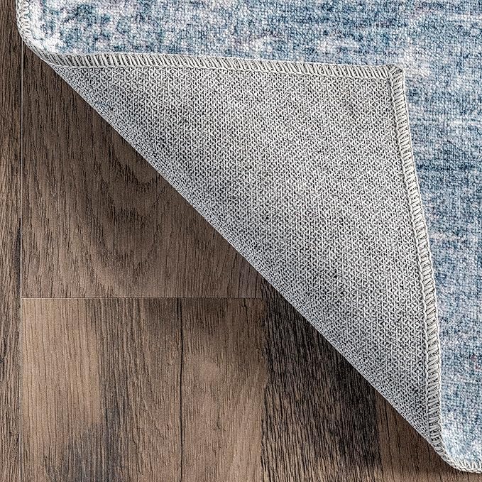 nuLOOM Katia Modern Abstract Machine Washable Ultra Thin Area Rug, 3' x 5', Blue - LeafyLoom