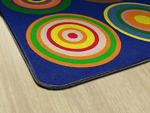 Flagship Carpets Color Rings Colorful Children's Area Rug for Kids Room Circle Seating Décor, Play Carpet for Teaching and Playing, Seats 24, 7'6" x 12', Indigo Blue - LeafyLoom