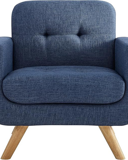 ROSEVERA Elena Contemporary Accent Armchair with Linen Upholstery Living Room Furniture, Navy - LeafyLoom