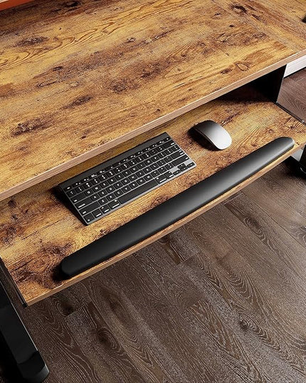 EUREKA ERGONOMIC Standing Desk with Keyboard Tray, Computer Desk, 61" L Shaped Electric Adjustable Height Desk w Monitor Stand LED, Corner Sit Stand Desk Gaming Desk, Dual Motor,Right/Rustic Brown - LeafyLoom
