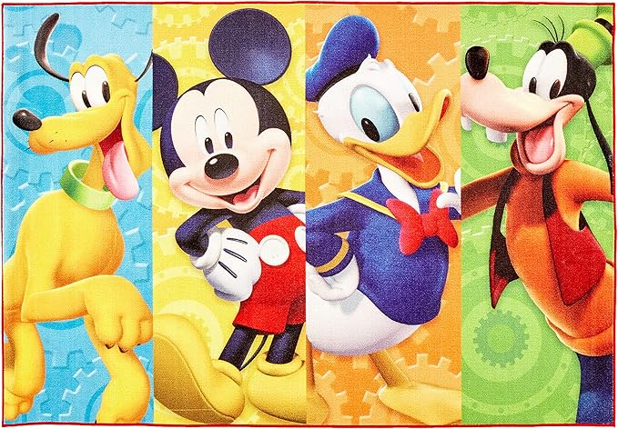 Gertmenian Disney Mickey Mouse Club House Friends Area Rug for Children & Teens Kids Home Decor for Girls & Boys 4x6 Large, Multi, 31117 - LeafyLoom