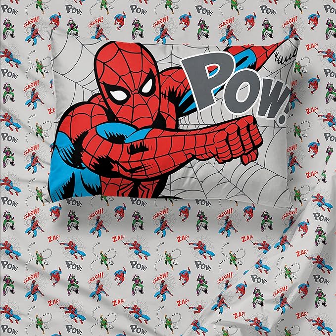 Marvel Spiderman Spidey VS 7 Piece Full Size Bed Set - includes Comforter & Sheet Set Bedding - Super Soft Fade Resistant Microfiber (Official Product) - LeafyLoom