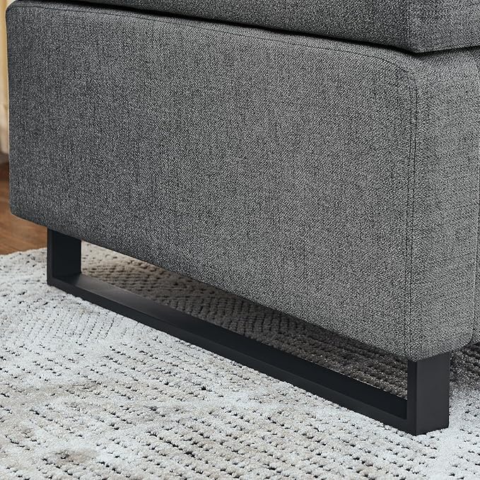Morden Linen Upholstered 3 Seat Sofa Couch with Two End Tables and 2 Pillows, Free Transformation Removable Back and Armrests for Living Room, 86.25", Grey-395 - LeafyLoom